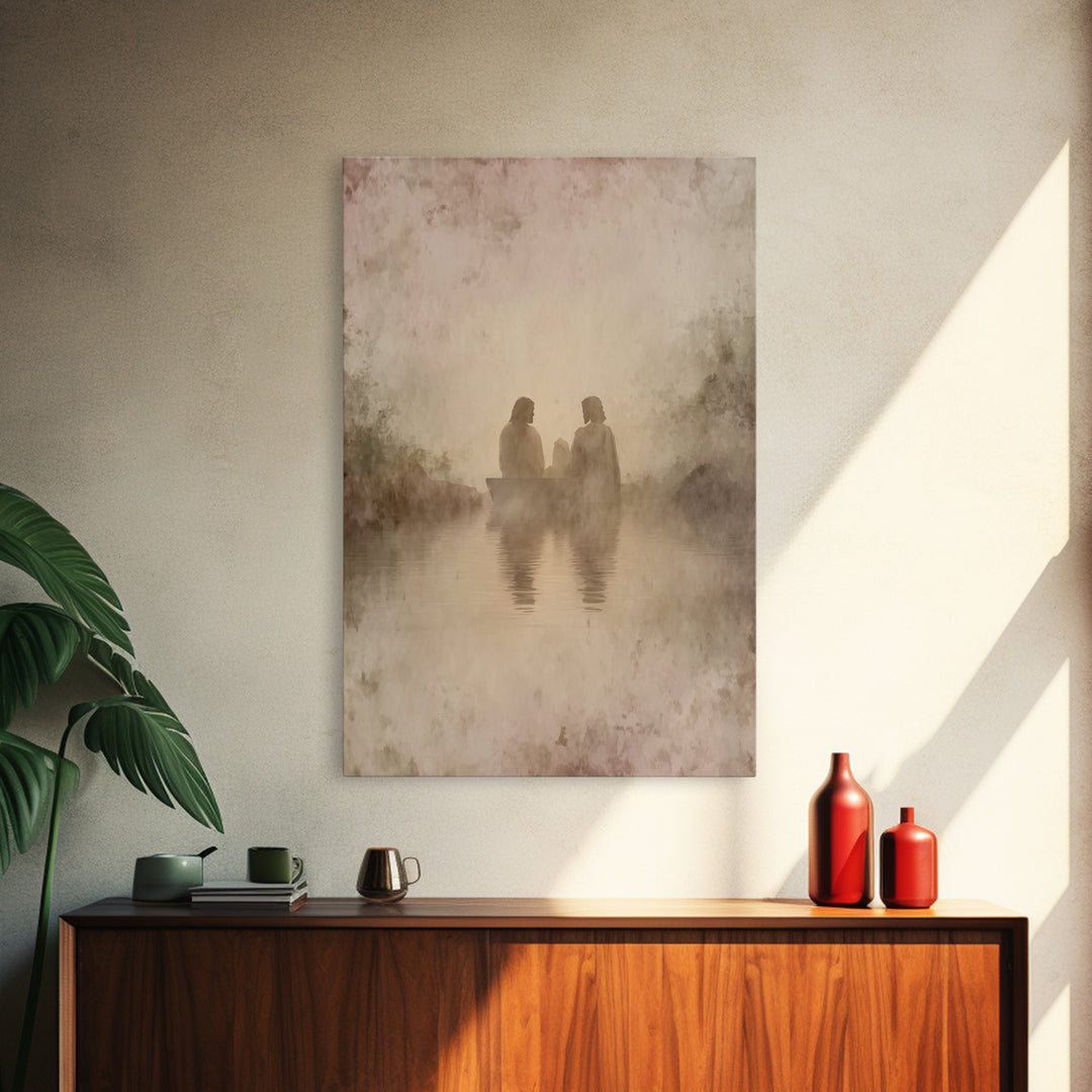 Baptism Light, Framed Canvas Print, Christian Wall Art, Christian Art Painting, Subtle Christian Paintings, Large Christian Art, Christian