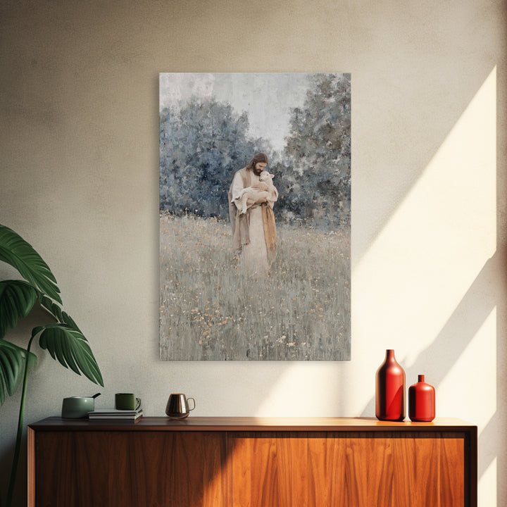 Lamb Of Grace | Framed Canvas Print | Jesus Painting | Christian Art Canvas | Christian Wall Art | Modern Christian Art | Christian Gift Id