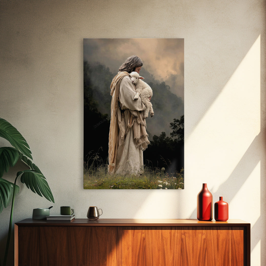 Pasture Keeper – Framed Canvas Print – Christian Art Canvas – Christian Wall Art – Vintage Christian Art – Christian Paintings – Christian