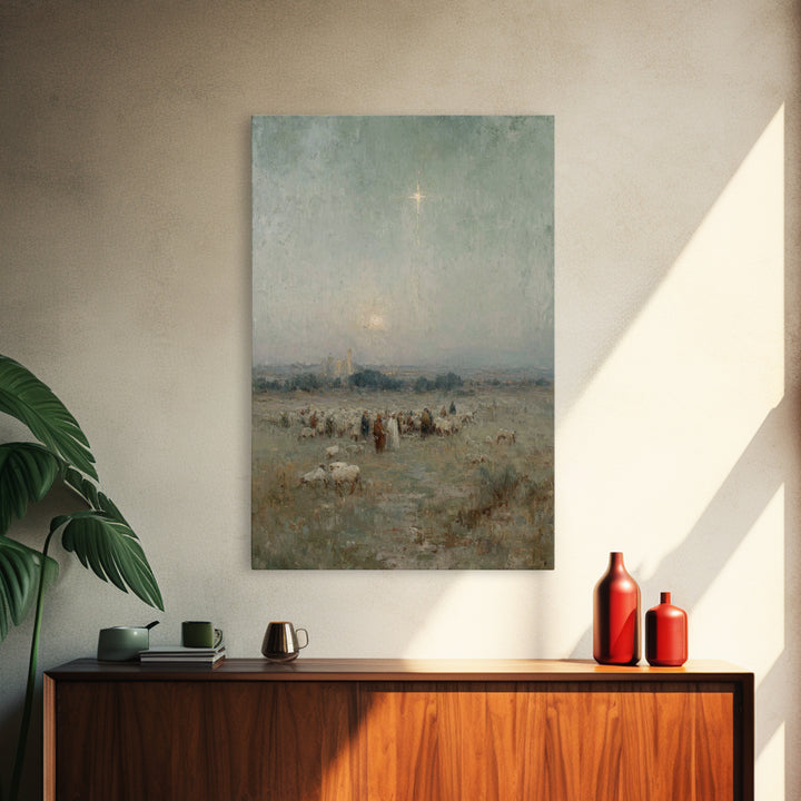 Star Of Bethlehem – Framed Canvas Print – Christian Wall Art – Christmas Art Prints – Christian Art Canvas – Vintage Christian Art – Christ