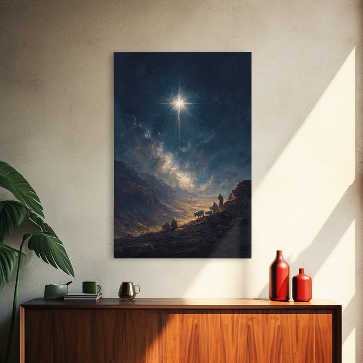 Starry Path – Framed Canvas Print – Christian Christmas Art – Christian Art Canvas – Christmas Wall Art – Modern Christian Art – Christian