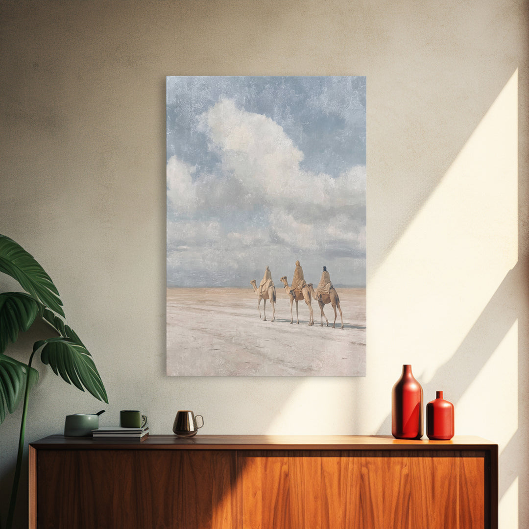 Three Kings Journey | Framed Canvas Print | Christmas Wall Art | Christian Christmas Art | Christian Art Canvas | Modern Christian Art