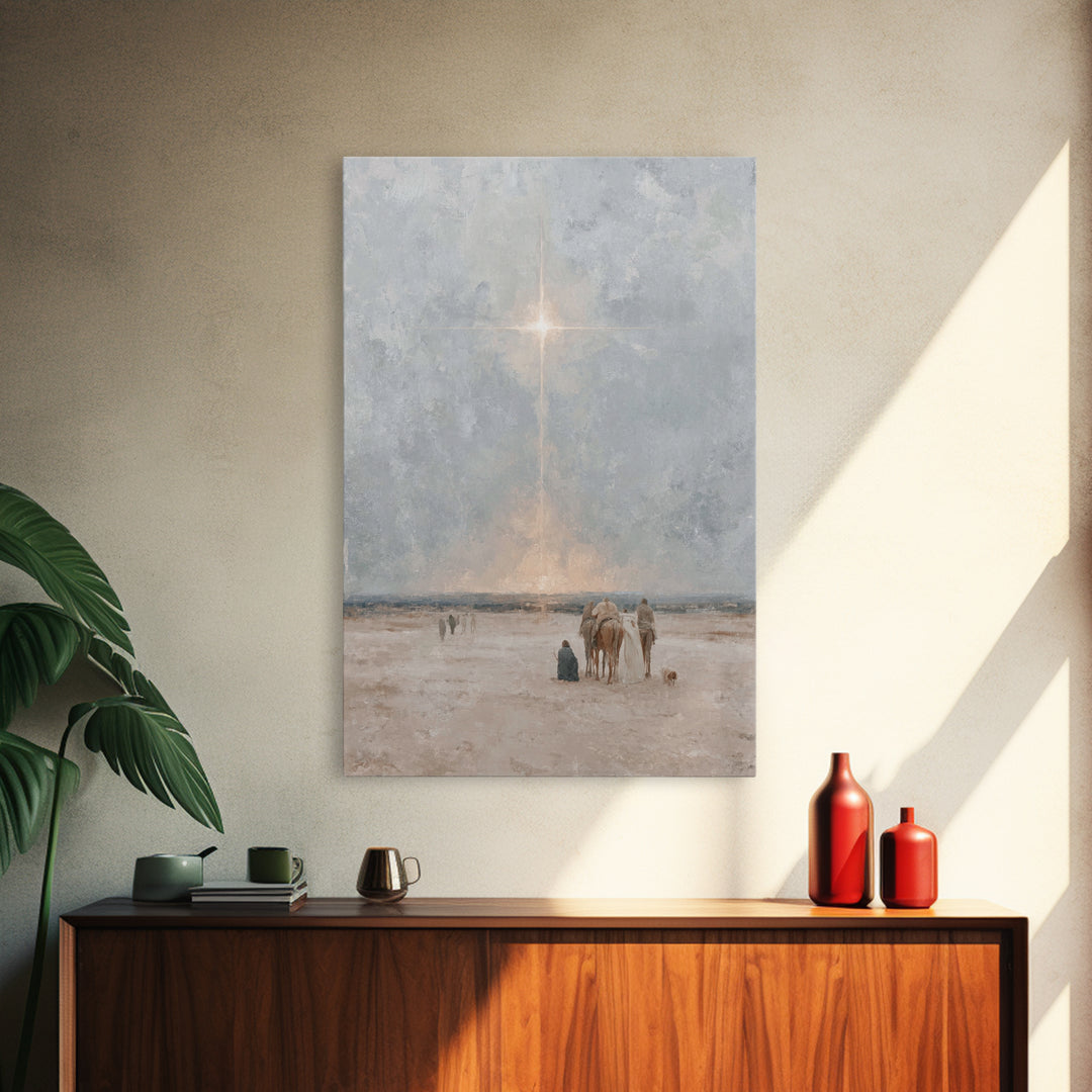 The Guiding Star – Framed Canvas Print – Christian Wall Art – Christian Art Canvas – Jesus Painting – Christmas Art – Christian Christmas A