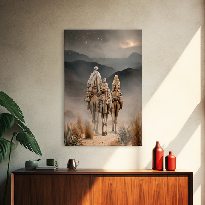 Guiding Star Caravan, Framed Canvas Print, Christian Art Canvas, Christian Christmas Art, Jesus Painting, Christmas Wall Art, Christian Dec