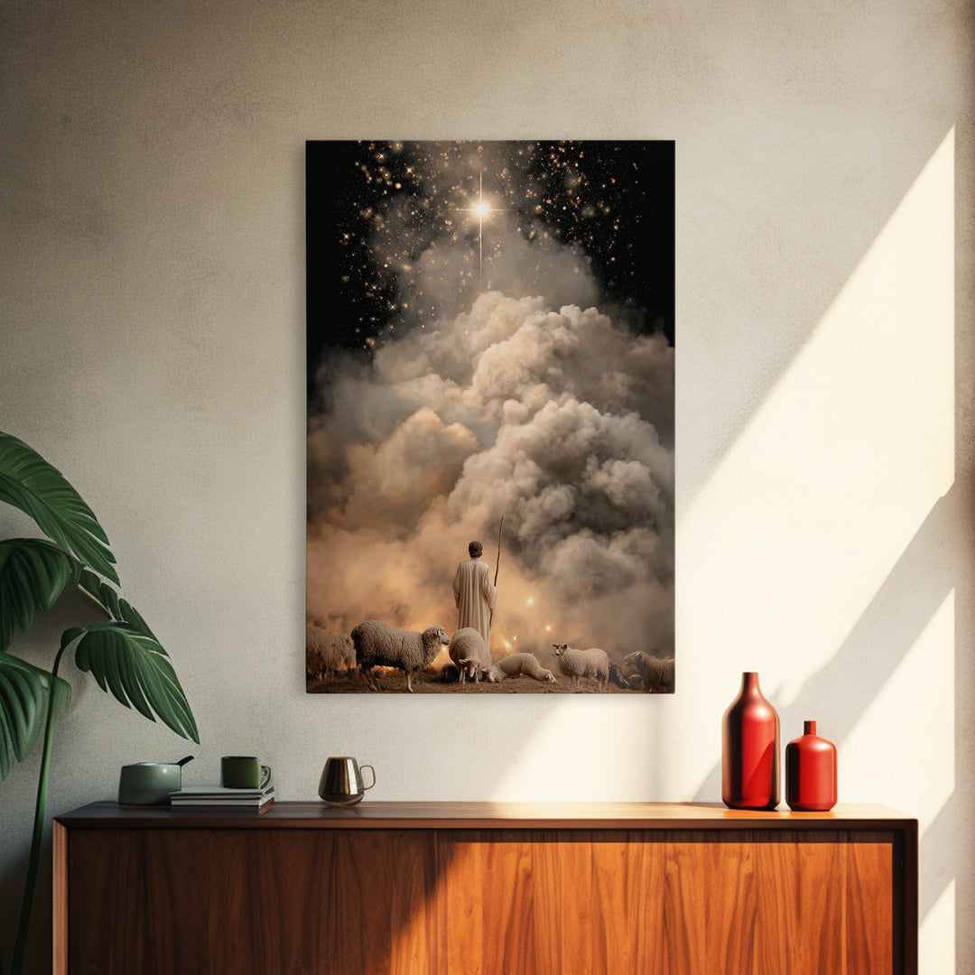 The Guiding Star – Framed Canvas Print – Christian Wall Art – Jesus Painting – Christian Christmas Art – Christian Art Canvas