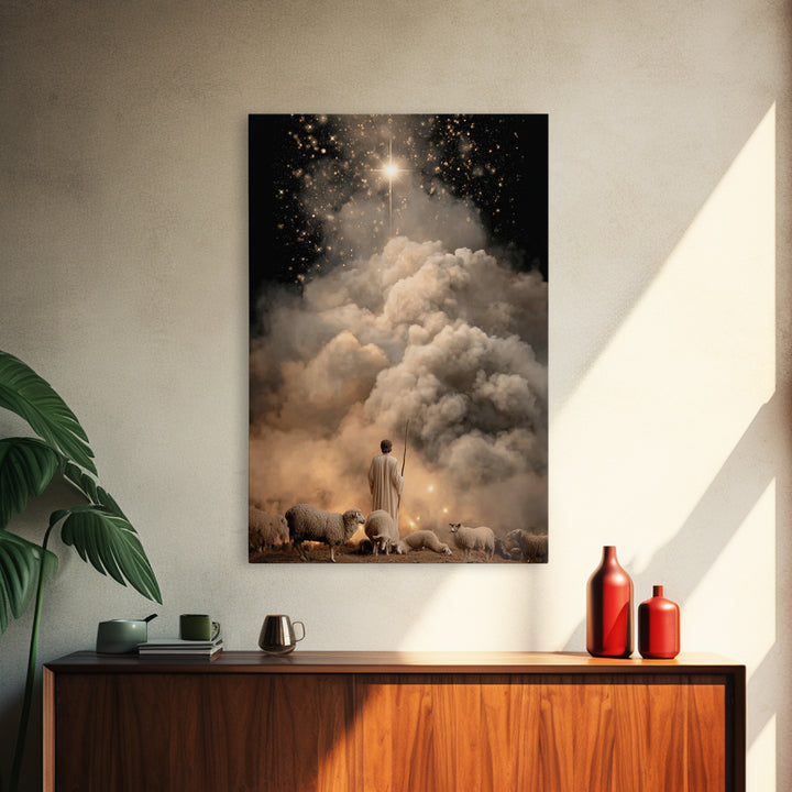 The Guiding Star – Framed Canvas Print – Christian Wall Art – Jesus Painting – Christian Christmas Art – Christian Art Canvas