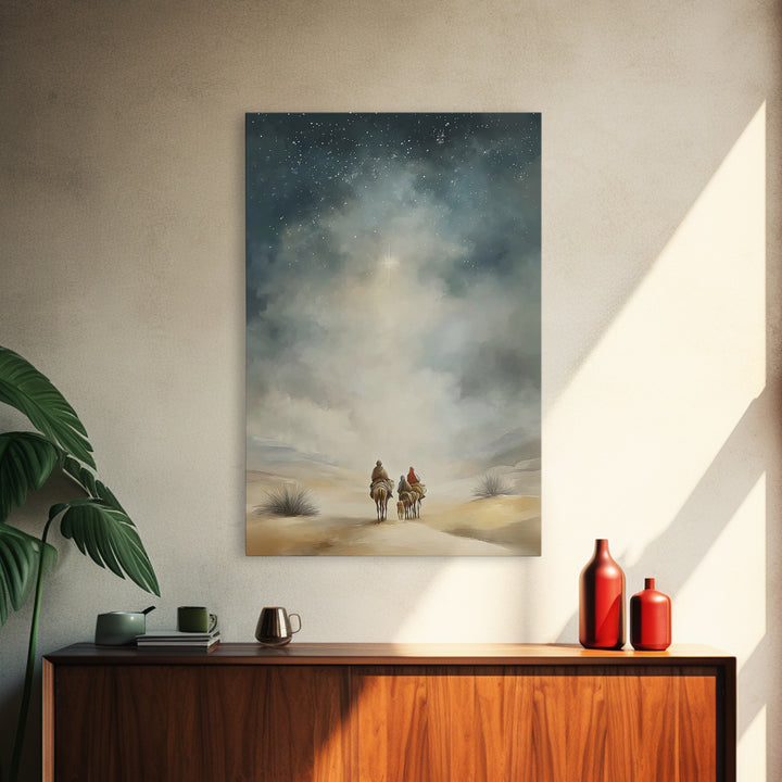 Star Of The Way – Framed Canvas Print – Christian Wall Art – Christian Art Canvas – Christmas Art – Jesus Painting – Christian Decorations