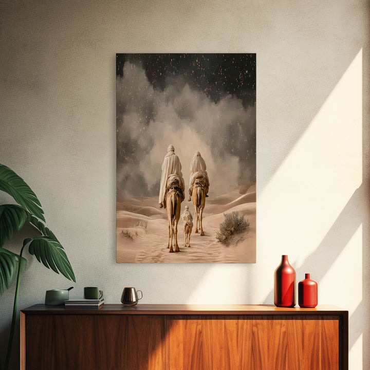 Desert Star Journey, Framed Canvas Print, Christian Art Canvas, Christian Wall Art, Christmas Art, Christian Christmas Art, Jesus Painting