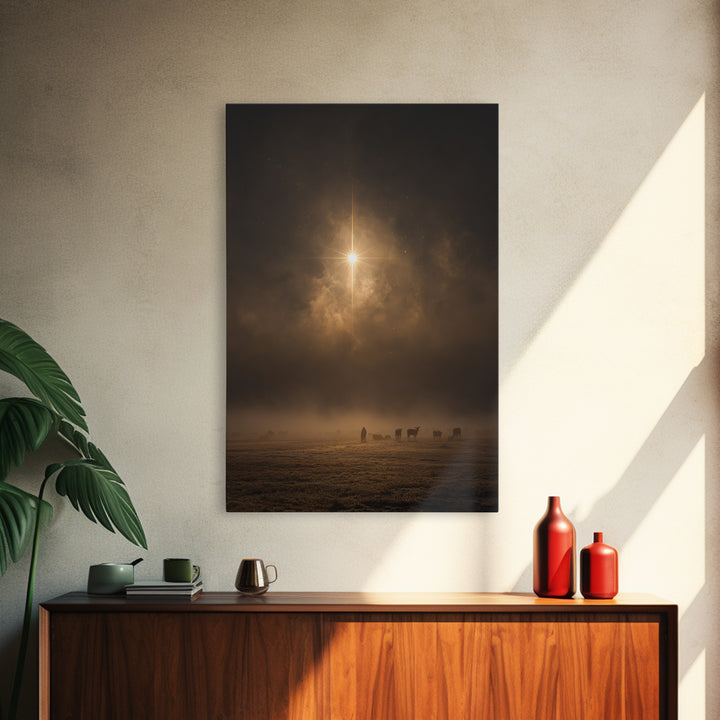 Silent Night Field – Framed Canvas Print – Christian Wall Art – Christian Art Canvas – Christmas Art Prints – Jesus Christmas Art