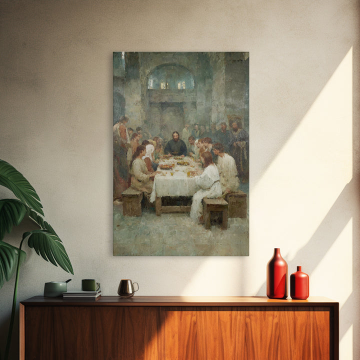 Sacred Gathering – Framed Canvas Print – Christian Art Canvas – Jesus Painting – Christian Wall Art – Christmas Art – Christian Decorations