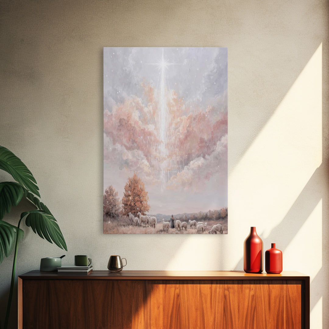 Heavenly Dawn – Framed Canvas Print – Christian Wall Art – Christian Art Canvas – Subtle Christian Art – Christmas Art Prints