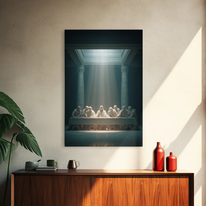 Celestial Supper – Framed Canvas Print – Christian Wall Art – Christian Art Canvas – Vintage Christian Art – Jesus Painting – Christian Dec