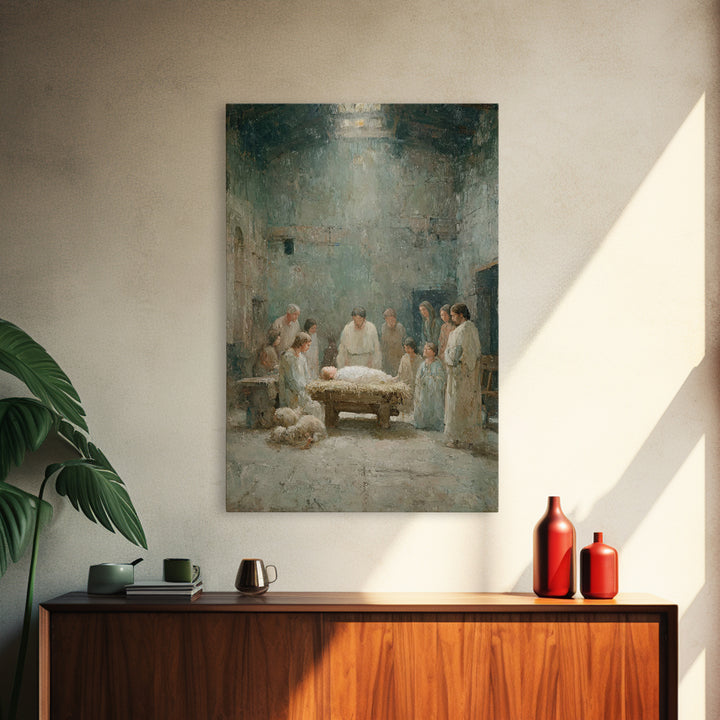 Holy Gathering | Framed Canvas Print | Christian Art Canvas | Jesus Christmas Art | Christmas Art | Christian Wall Art | Christian Decor