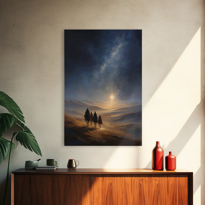 Journey By Starlight, Framed Canvas Print, Christian Christmas Art, Christmas Art, Christian Art Canvas, Christian Wall Art, Christian Deco