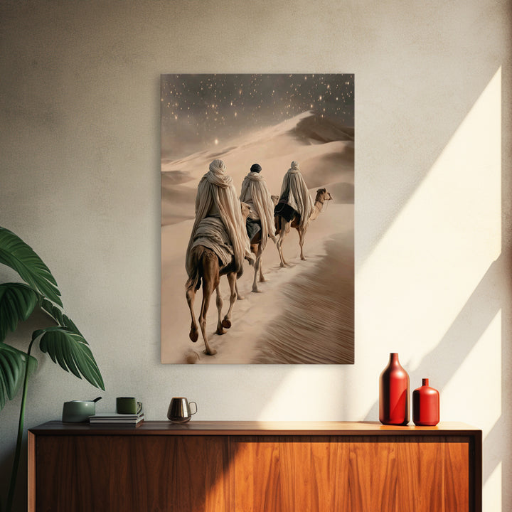 Desert Star Journey | Framed Canvas Print | Christian Art Canvas | Christian Christmas | Christmas Wall Art | Modern Christian Art | Jesus
