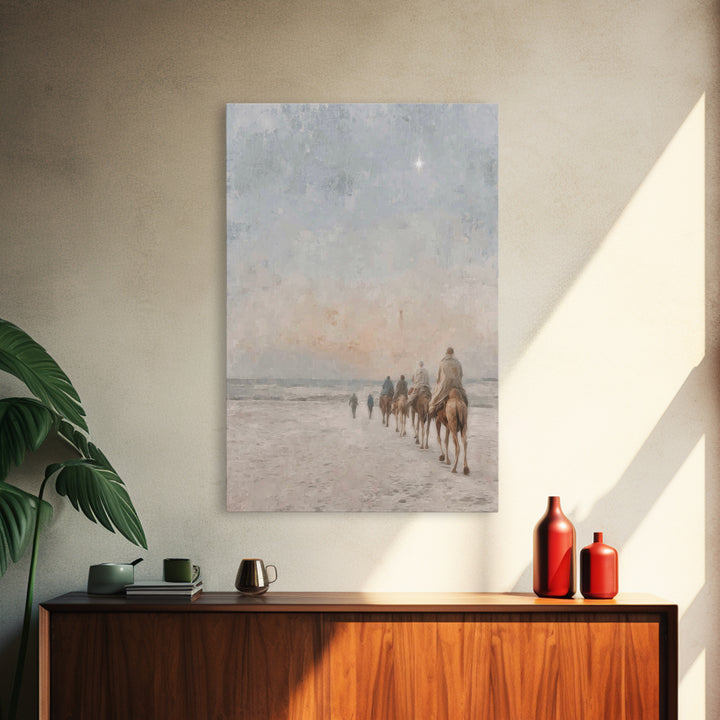 Sacred Pilgrimage, Framed Canvas Print, Christian Wall Art, Christian Christmas Art, Christian Art Canvas, Christmas Art Work, Jesus Painti