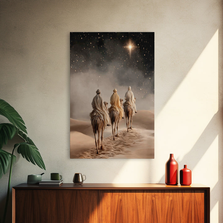 Desert Kings Journey, Framed Canvas Print, Christian Wall Art, Christian Christmas Art, Christian Art Canvas, Christmas Canvas Wall Art, Je
