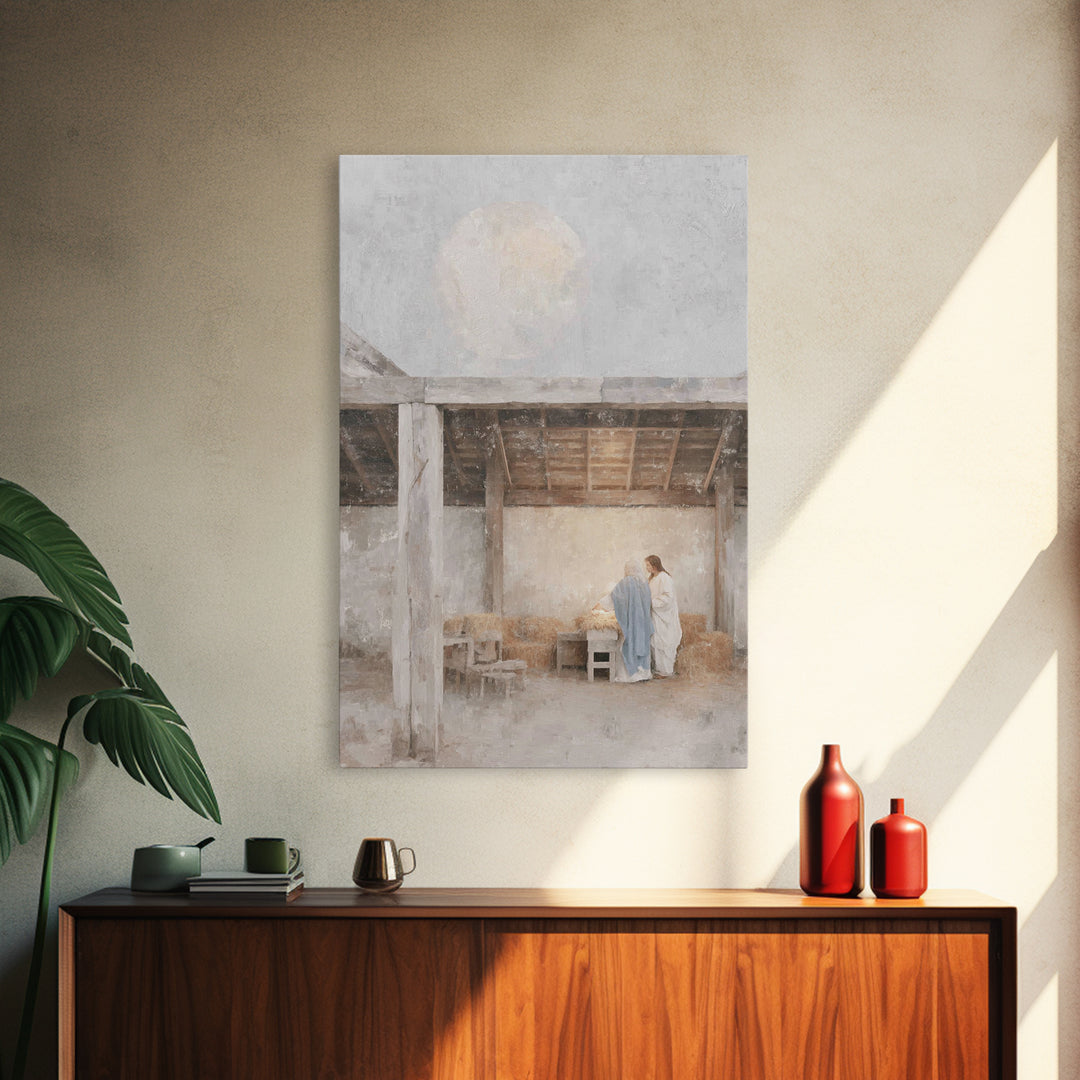 Sacred Arrival | Framed Canvas Print | Christian Wall Art | Christian Art Canvas | Christmas Art | Christian Christmas Art | Christian Deco