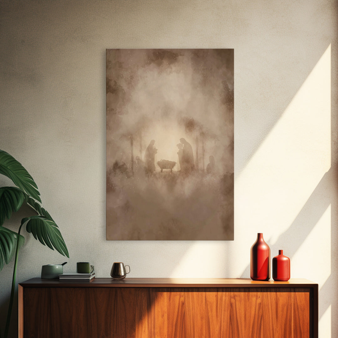 Silent Worship – Framed Canvas Print – Christian Wall Art – Christian Art Canvas – Christmas Art – Christian Christmas Art – Christian Gift
