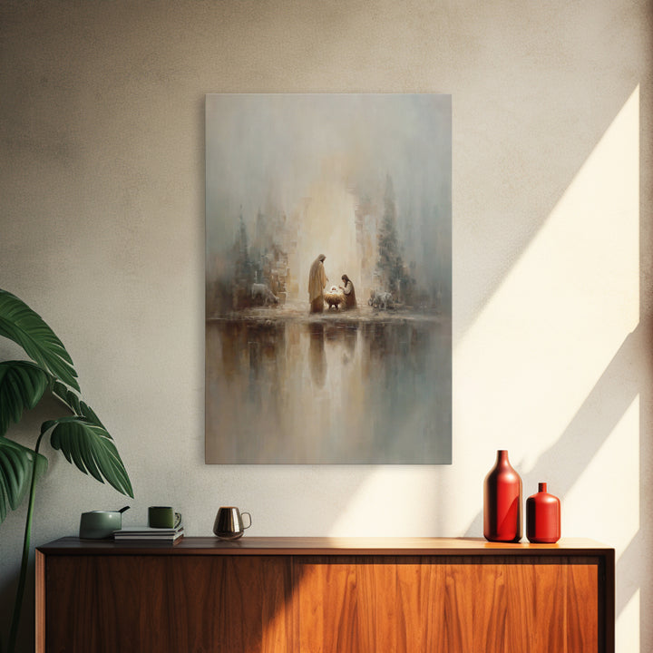 Peaceful Nativity – Framed Canvas Print – Christian Wall Art – Christian Art Canvas – Christmas Art – Christian Christmas Art – Christian D