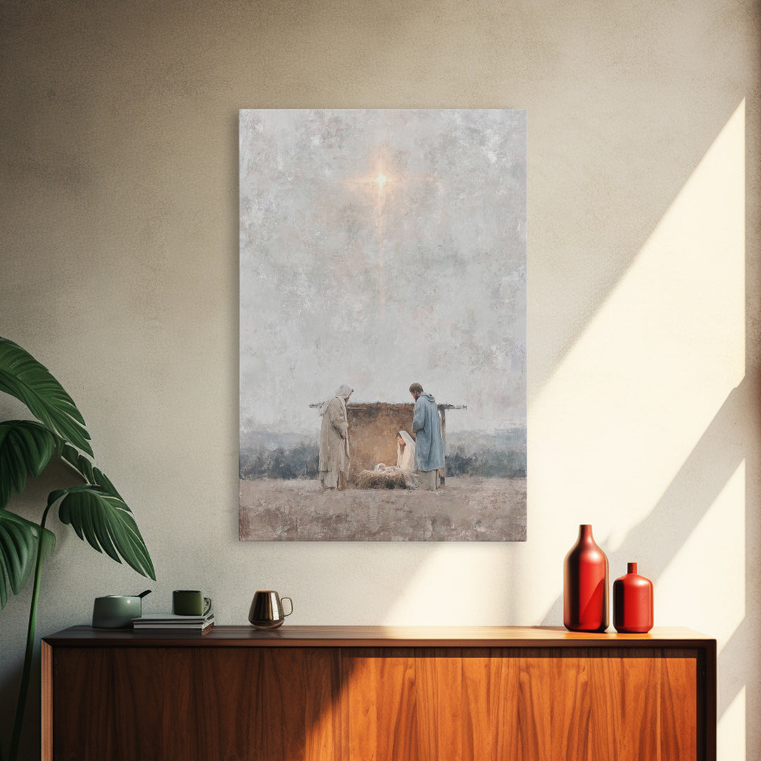 Quiet Bethlehem Night – Framed Canvas Print – Christian Wall Art – Christian Art Canvas – Christmas Art – Christian Christmas Art – Christi