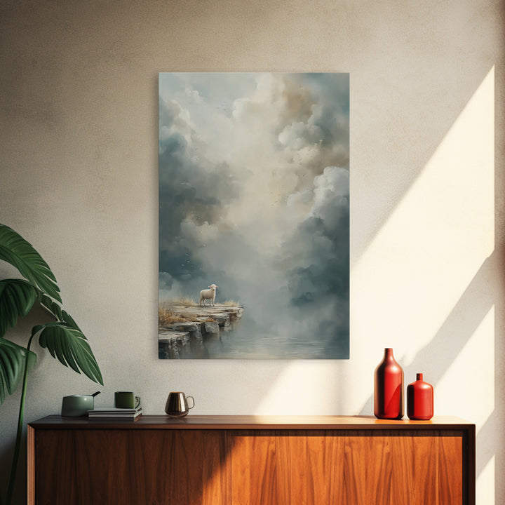 Heavenly Stillness, Framed Canvas Print, Christian Wall Art, Christian Art Canvas, Subtle Christian Art, Modern Christian Painting, Christi