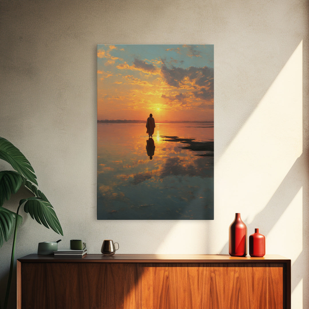 Sunset Messiah – Framed Canvas Print – Christian Wall Art – Christian Art Canvas – Large Jesus Painting – Christian Painting – Christian Ar