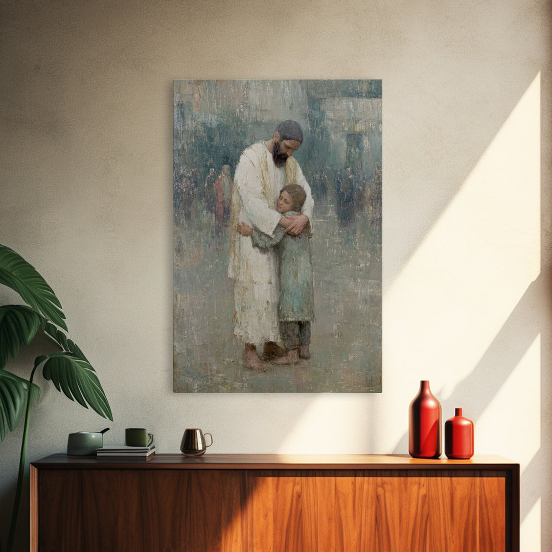 Child Of Grace, Framed Canvas Print, Christian Wall Art, Christian Art Canvas, Jesus Painting, Christian Art Work, Modern Christian Paintin