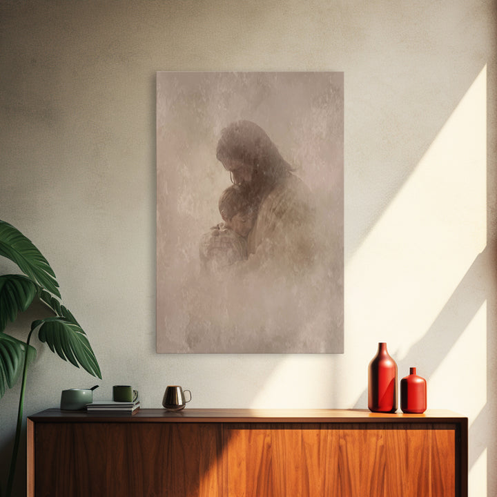 Shelter Of Peace – Framed Canvas Print – Christian Wall Art – Christian Art Canvas – Christian Art Work – Minimalist Christian Art – Christ