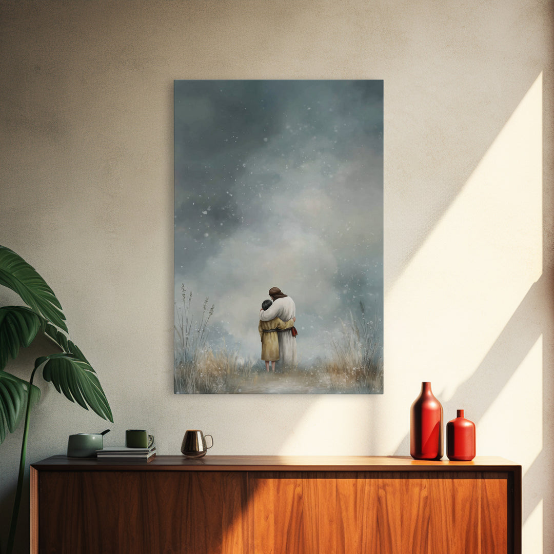 Snowfall Comfort, Framed Canvas Print, Christian Wall Art, Christian Art Canvas, Christian Paintings, Christian Art Gift, Subtle Christian