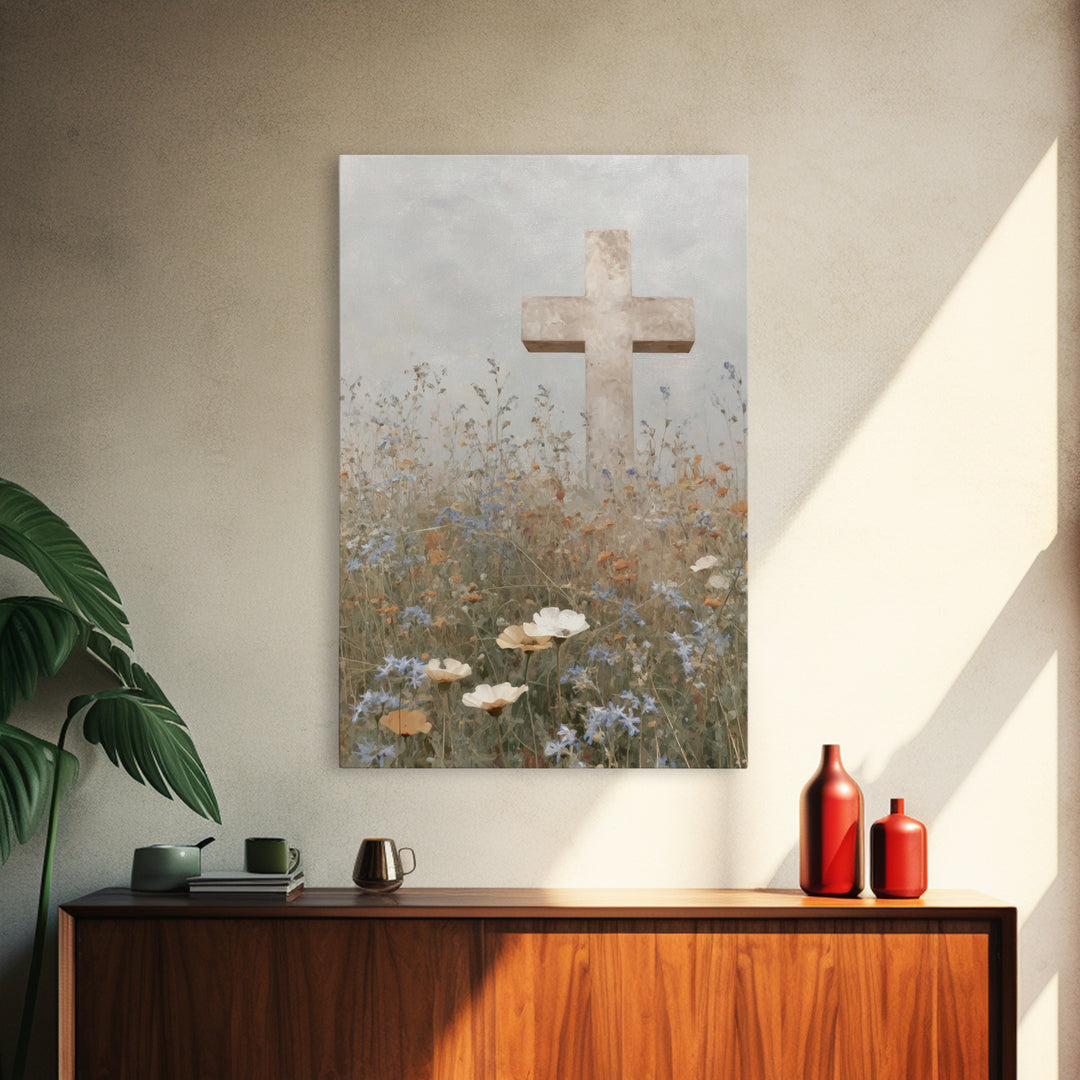 Garden Of Hope – Framed Canvas Print – Christian Wall Art – Christian Art Canvas – Christian Art Work – Christian Decor – Minimalist Christ