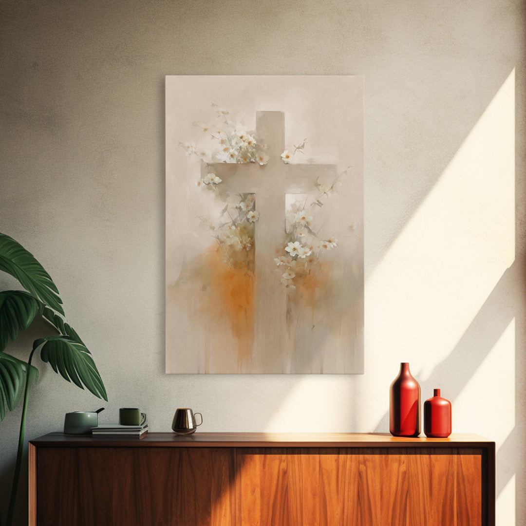 Cross Of Renewal, Framed Canvas Print, Christian Wall Art, Christian Art Canvas, Christian Paintings, Christian Art Work, Christian Decor
