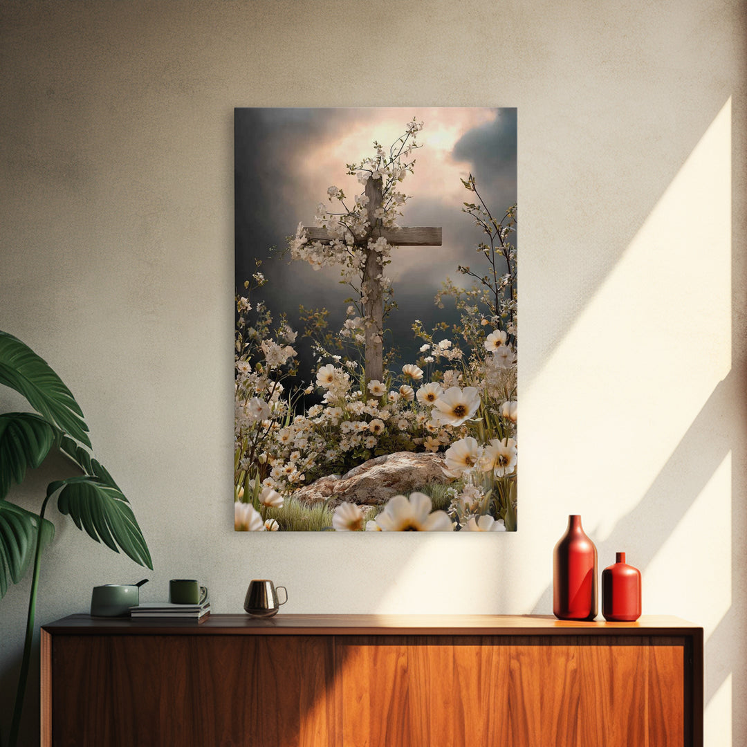 Blossoms Of Grace - Framed Canvas Print - Christian Wall Art - Christian Art Canvas - Jesus Painting - Christian Decor - Christian Gift