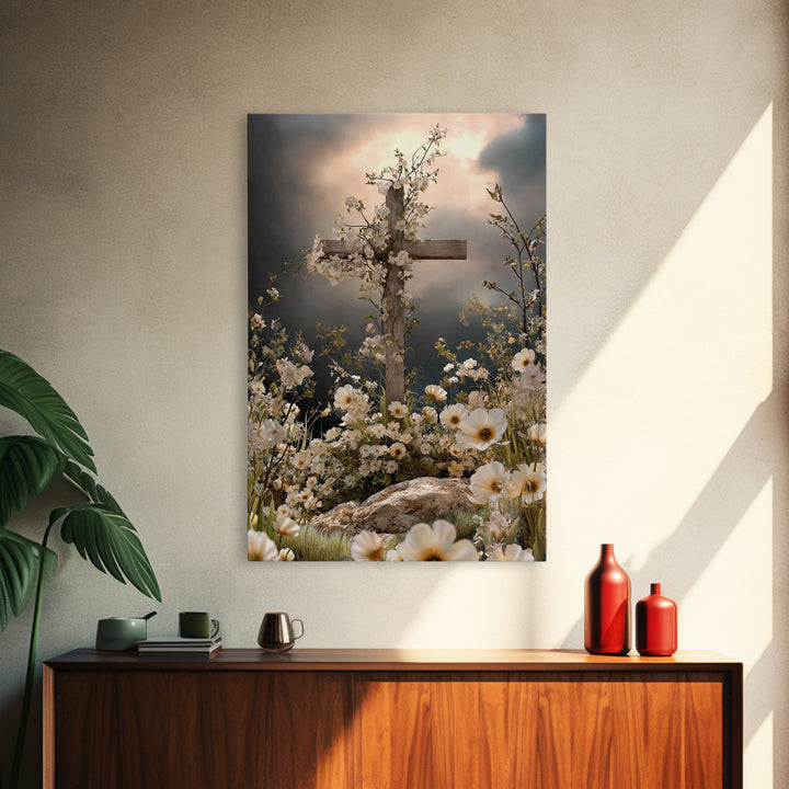 Blossoms Of Grace - Framed Canvas Print - Christian Wall Art - Christian Art Canvas - Jesus Painting - Christian Decor - Christian Gift