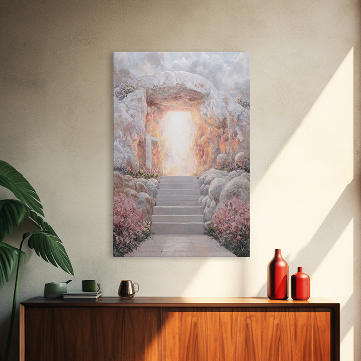 Stairway To Light - Framed Canvas Print - Christian Wall Art - Christian Art Painting - Large Christian Art - Christian Canvas Art - Christ