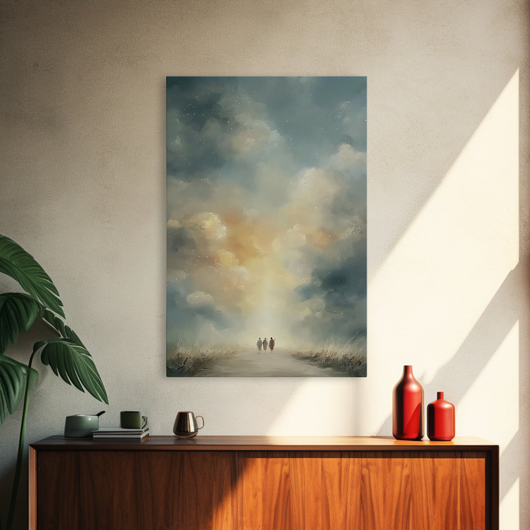 Heavenly Walk Light – Framed Canvas Print – Christian Wall Art – Jesus Painting – Christian Art Canvas – Christian Christmas Art