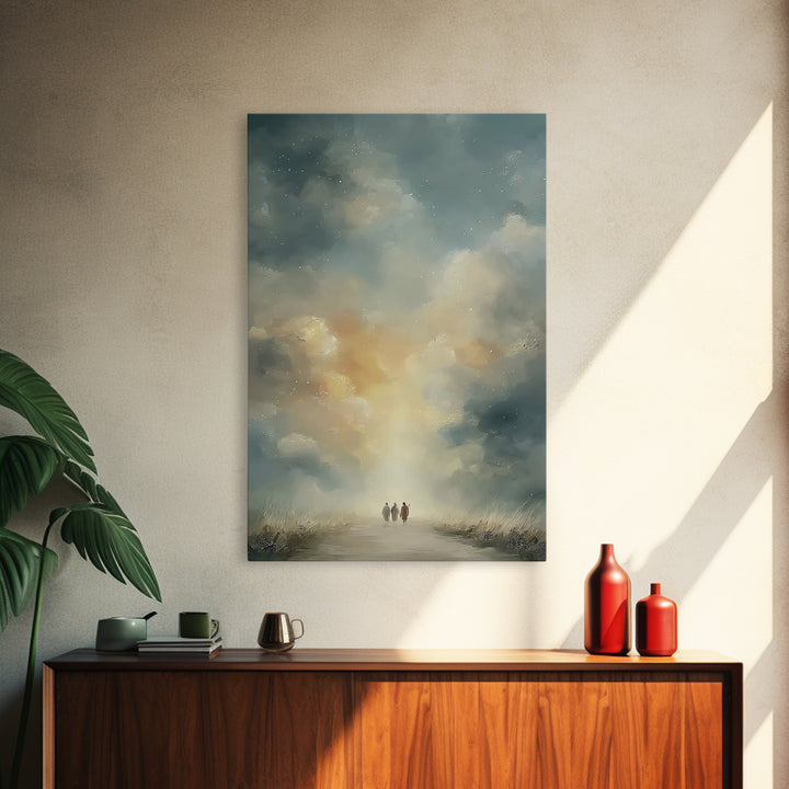 Heavenly Walk Light – Framed Canvas Print – Christian Wall Art – Jesus Painting – Christian Art Canvas – Christian Christmas Art