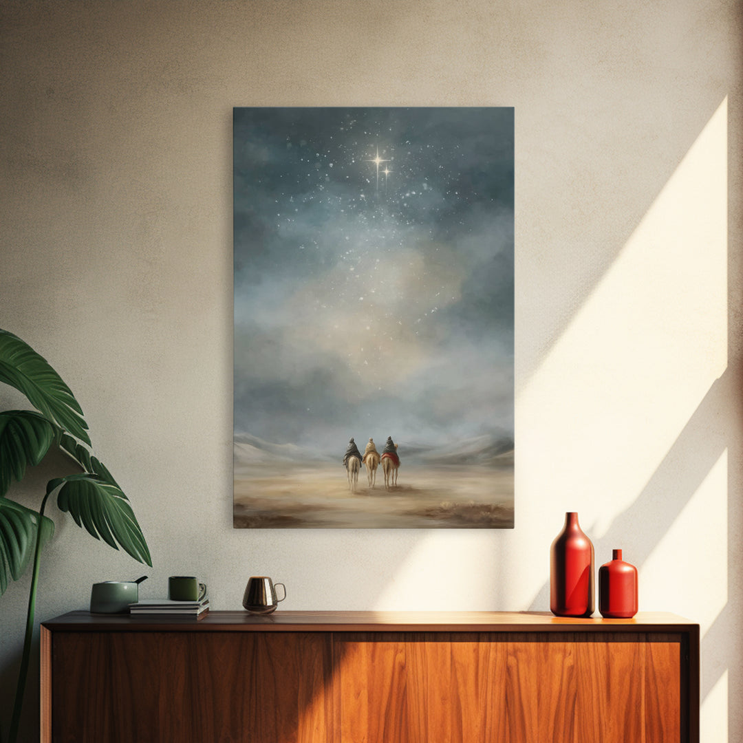 Starry Distant Journey – Framed Canvas Print – Christian Wall Art – Christian Art Canvas – Christmas Art Prints – Christian Christmas Art –