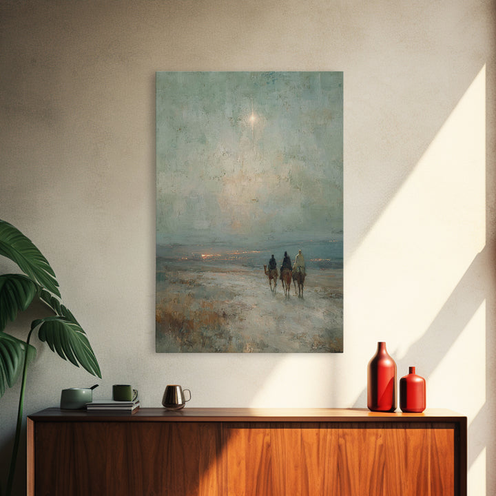 Night Caravan – Framed Canvas Print – Jesus Painting – Christian Wall Art – Christian Christmas Art – Christian Art Canvas