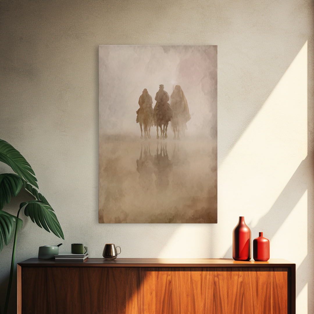 Misty Caravan – Framed Canvas Print – Christian Wall Art – Christian Art Canvas – Christian Christmas Art – Christmas Art – Jesus Painting