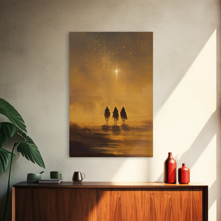 Golden Starpath – Framed Canvas Print – Christian Christmas Art – Christian Art Canvas – Jesus Painting – Christian Wall Art – Christmas Ar
