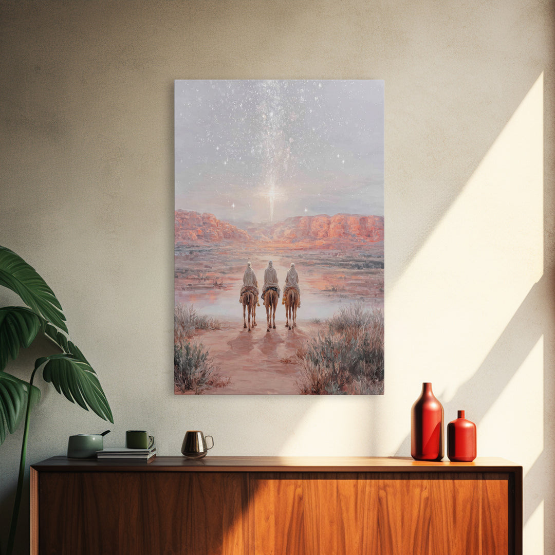 Radiant Night Star – Framed Canvas Print – Christian Christmas Art – Christian Wall Art – Christian Art Canvas – Christmas Art – Christian