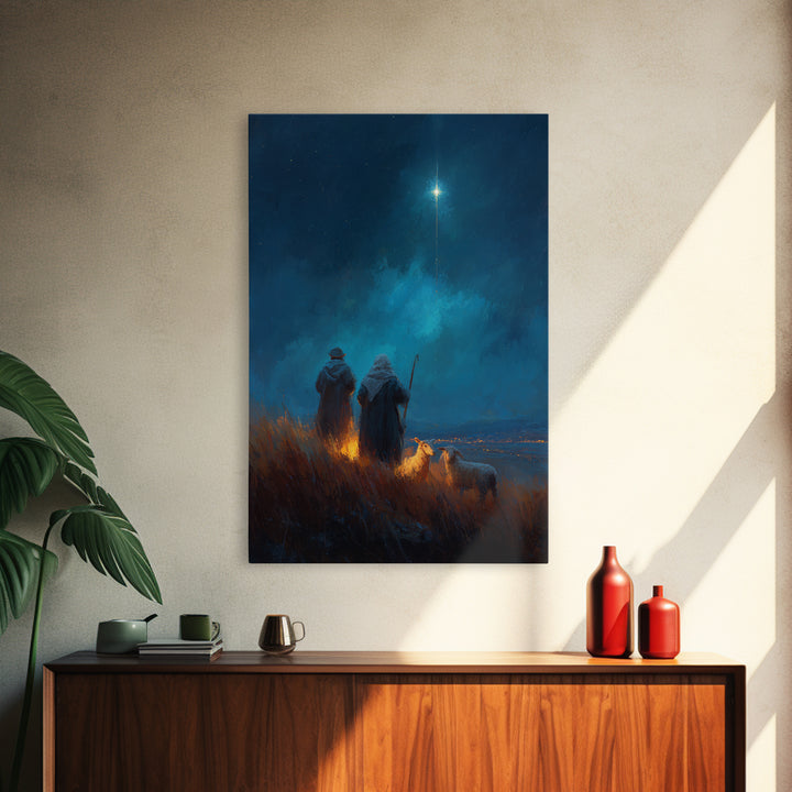 Shepherds’ Wonder – Framed Canvas Print – Christian Wall Art – Christian Art – Christmas Art – Christian Art Canvas – Christian Christmas A