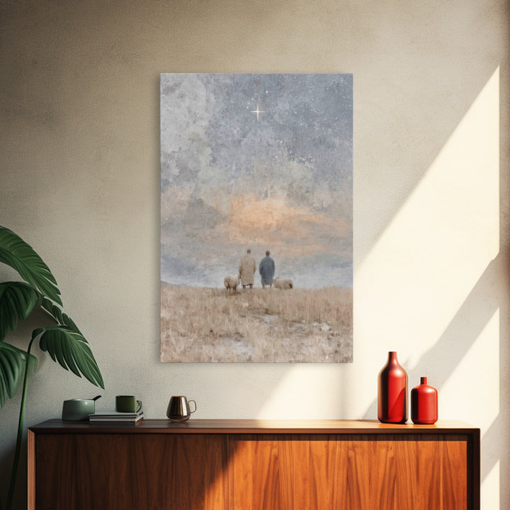 Silent Star Keepers – Framed Canvas Print – Christian Wall Art – Christian Decorations – Christian Art Canvas – Christmas Art – Christian C