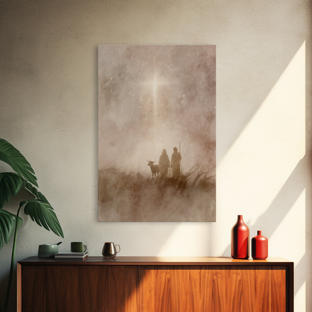 Shepherds At Dawn – Framed Canvas Print – Christian Art Canvas – Christian Christmas Art – Christian Art – Christian Wall Art – Christmas A