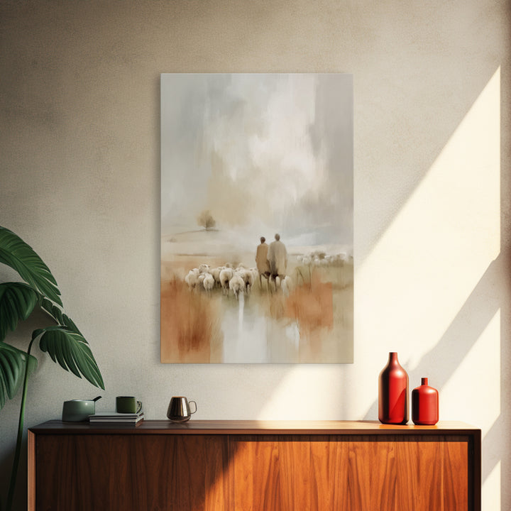 Pasture of Promise – Framed Canvas Print – Christian Wall Art – Christian Art Canvas – Christmas Art – Christian Christmas Decor – Christia