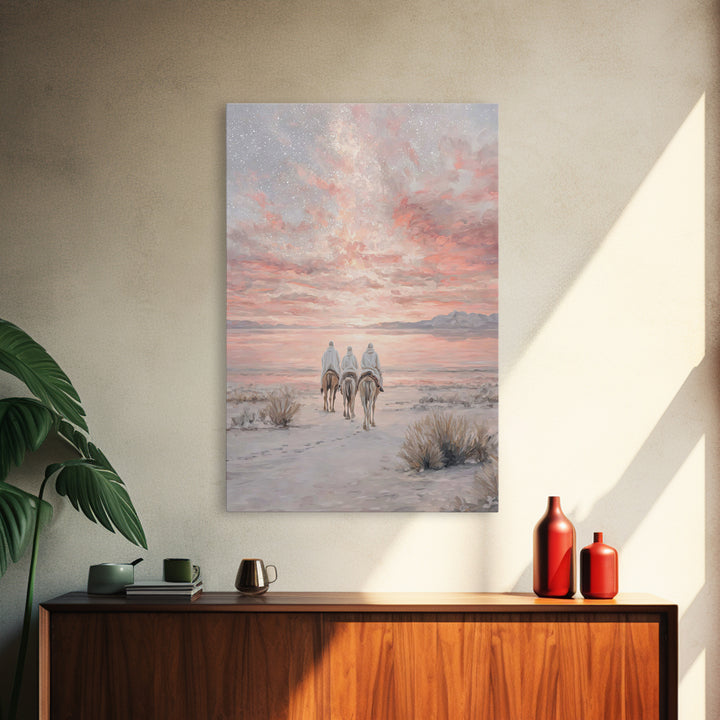 Desert Morning Light, Framed Canvas Print, Christian Art Canvas, Christmas Wall Art, Christian Christmas Decor, Modern Christian Art, Jesus