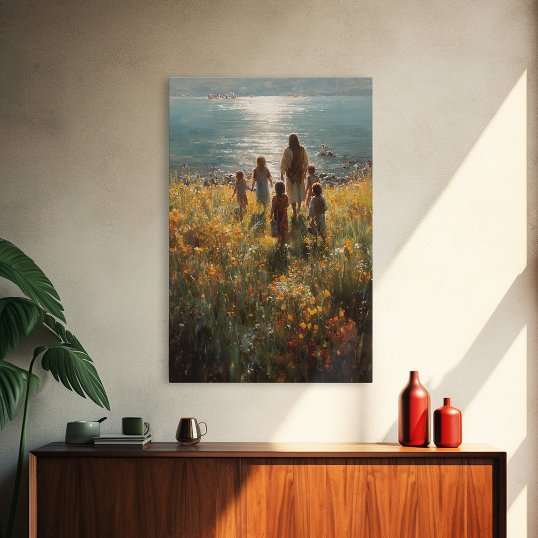 Light Of The Shore – Framed Canvas Print – Jesus Painting – Christian Wall Art – Large Christian Art – Christian Art Canvas – Christian Chr