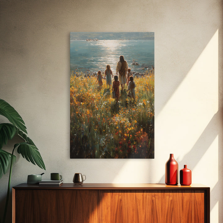Light Of The Shore – Framed Canvas Print – Jesus Painting – Christian Wall Art – Large Christian Art – Christian Art Canvas – Christian Chr