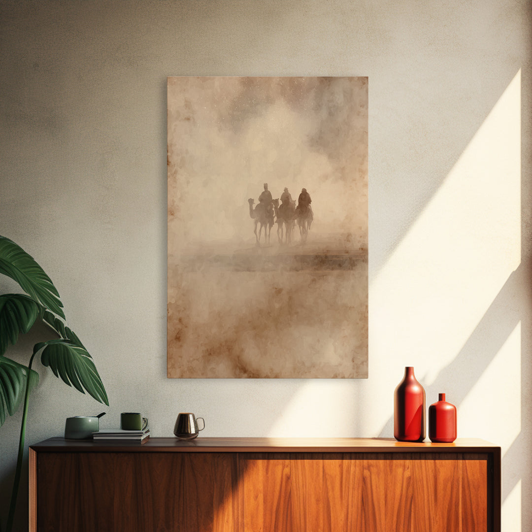 Three Kings Journey | Framed Canvas Print | Christian Wall Art | Christmas Art | Christian Christmas Art | Christian Art Canvas | Christian